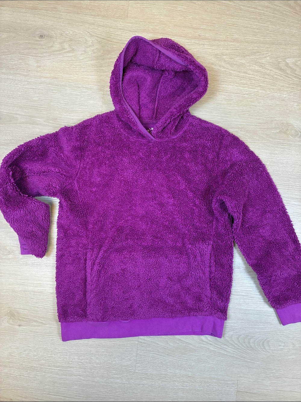 Primary girls’ size 14 Cozy Purple Fuzzy Plush Hoodie Pullover Top